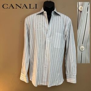 Canali Striped Dress Shirt 15.5 neck 39 chest Made in Italy Gently worn
